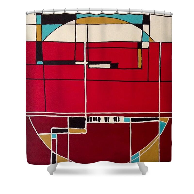 Abstract Shower Curtain featuring the painting MTV by Natalia Astankina