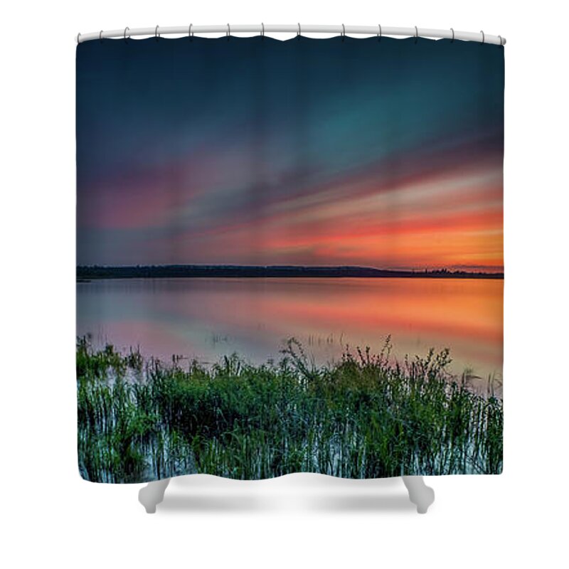 Wisconsin Shower Curtain featuring the photograph Mud Bay sunset 4 by David Heilman
