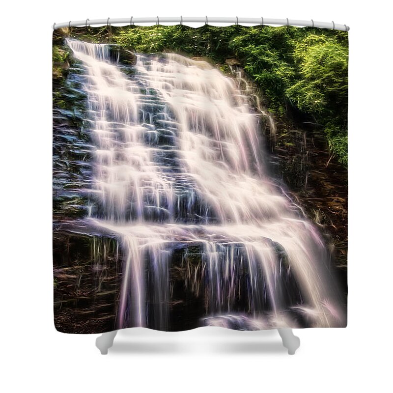 Electric Shower Curtain featuring the digital art Mud creek falls - Electric by Flees Photos