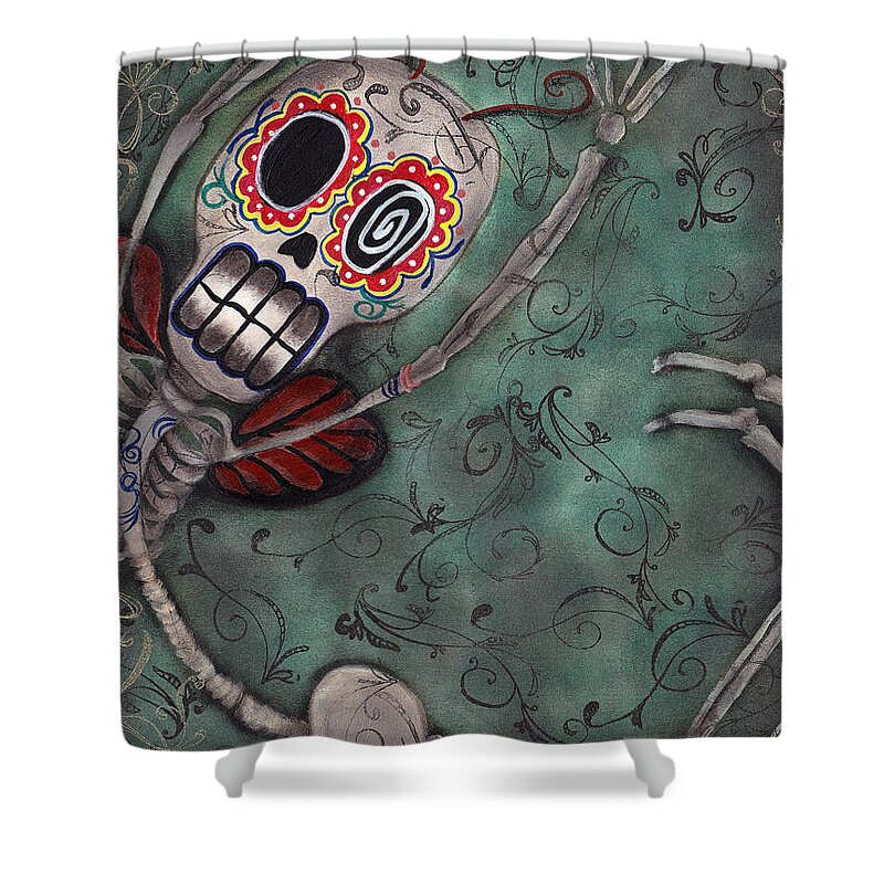 Day Of The Dead Shower Curtain featuring the painting Muerte Fairy by Abril Andrade