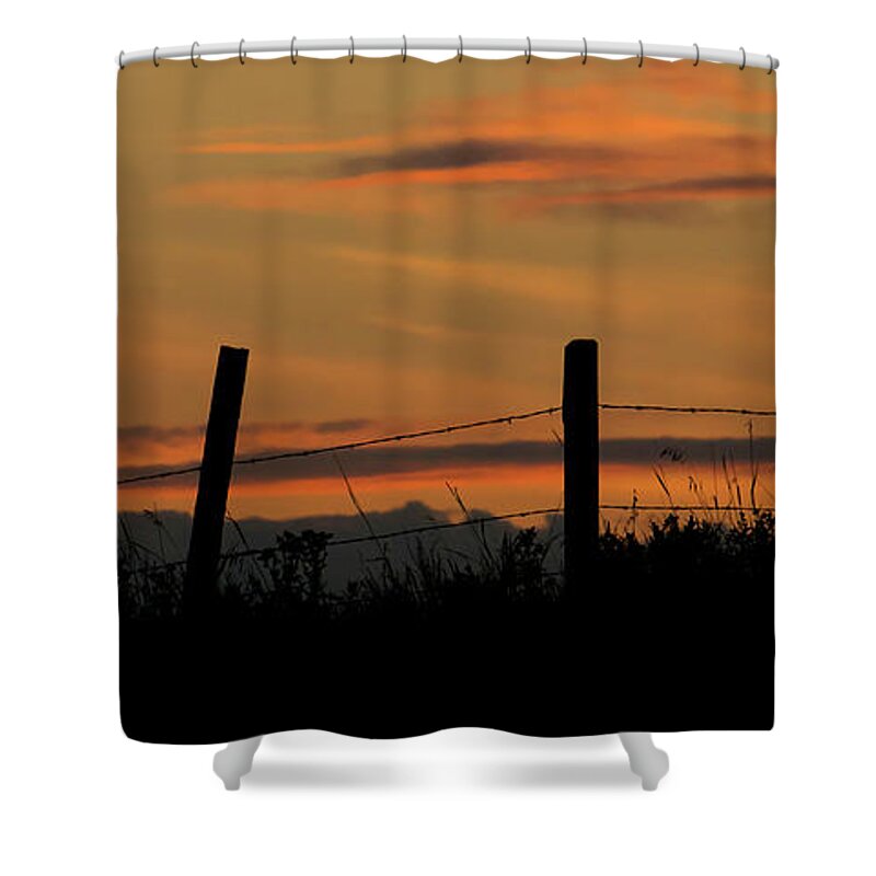 Mug Shower Curtain featuring the photograph Mug - Prairie Sunset by Inge Riis McDonald