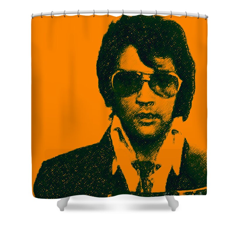 Wingsdomain Shower Curtain featuring the photograph Mugshot Elvis Presley by Wingsdomain Art and Photography