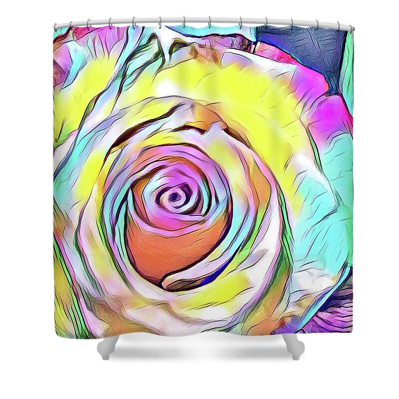 Rose Shower Curtain featuring the painting Multi-Colored Rose by Marian Lonzetta