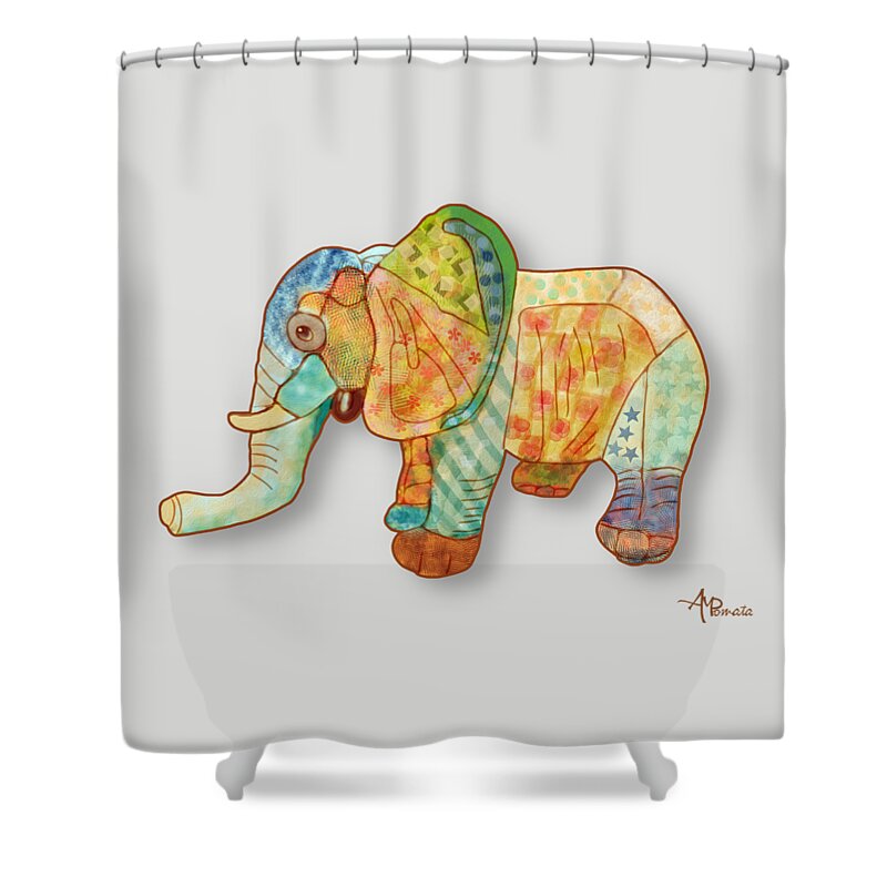 Elephant Shower Curtain featuring the mixed media Multicolor Elephant by Angeles M Pomata