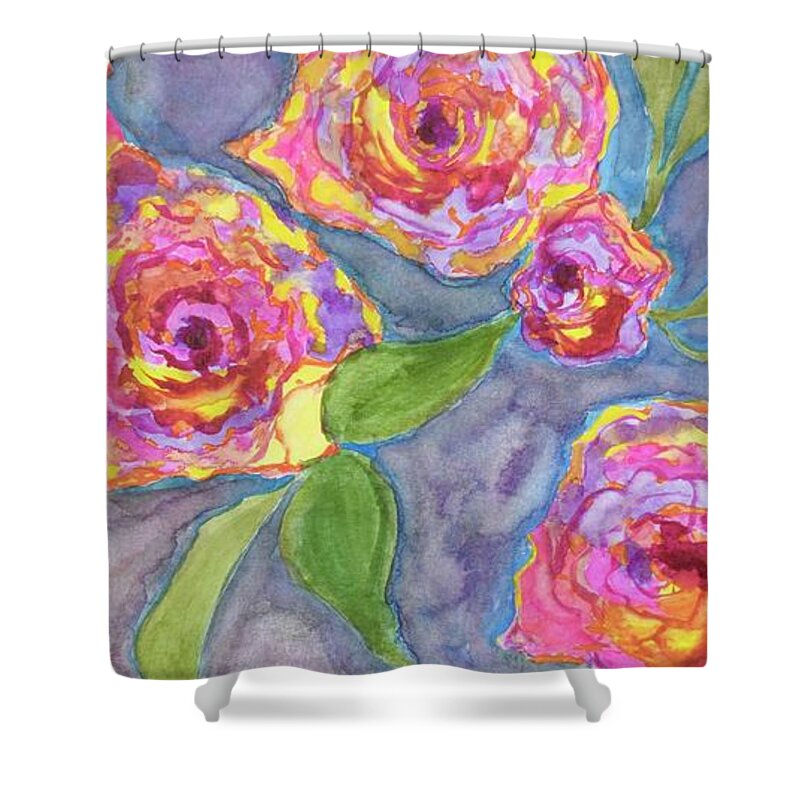  Shower Curtain featuring the painting Multifarious Roses by Barrie Stark