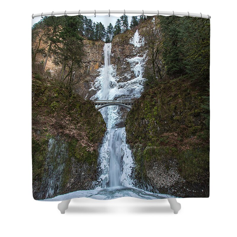 Sam Amato Photography Shower Curtain featuring the photograph Multnomah Falls Frozen by Sam Amato