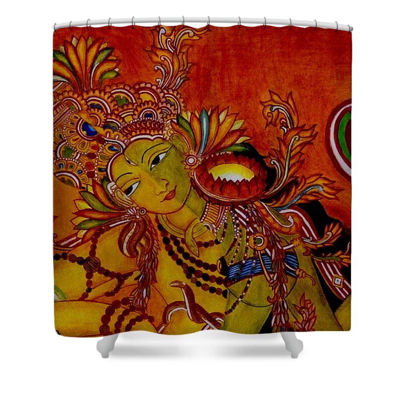 Culture Shower Curtain featuring the painting Ardhanarishwara by Silpa Saseendran