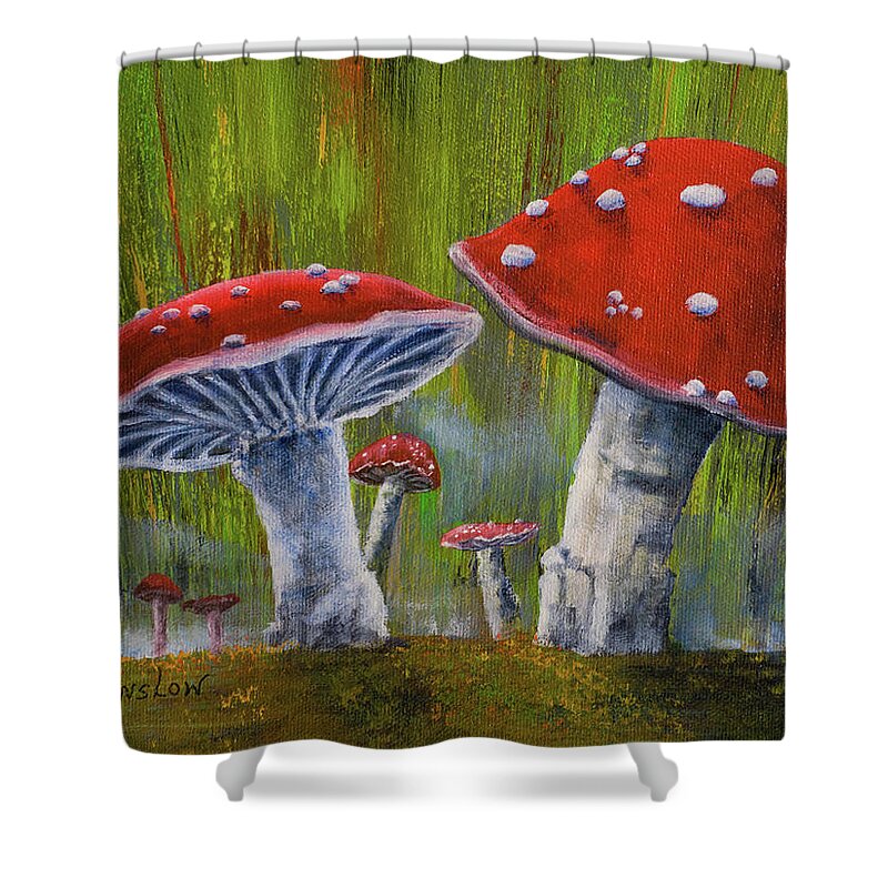 Mushrooms Shower Curtain featuring the painting Mushrooms by Wayne Enslow