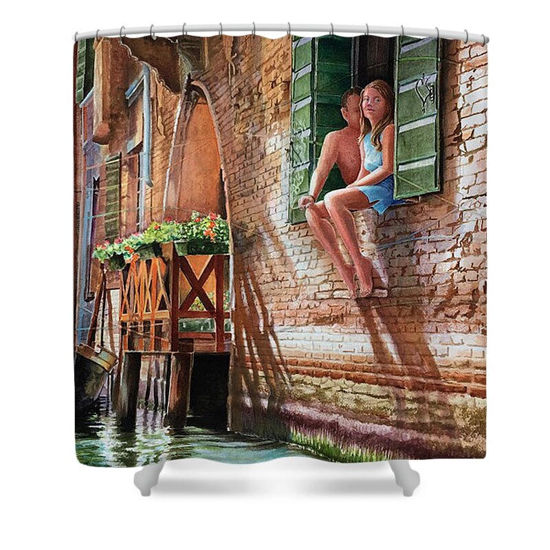 Art Shower Curtain featuring the painting Musings by Carolyn Coffey Wallace