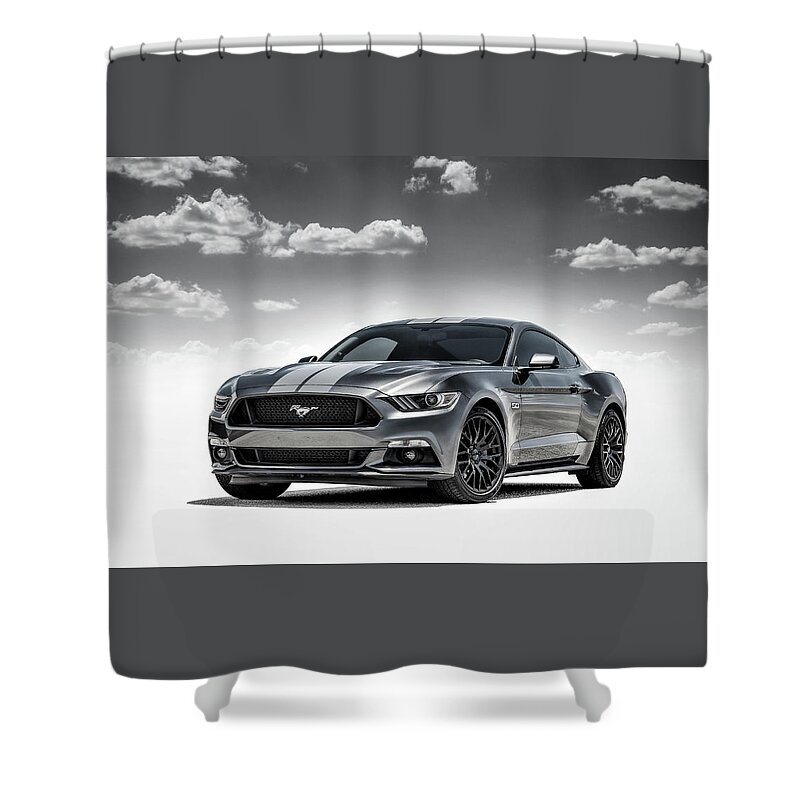 Silver Shower Curtain featuring the digital art Mustang Gt by Douglas Pittman