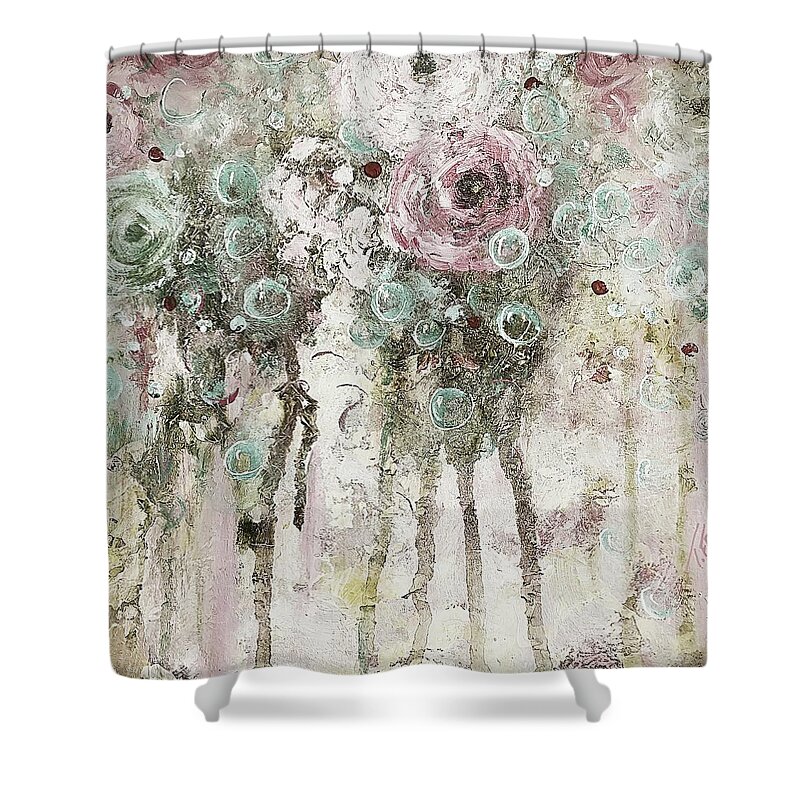 Flowers Shower Curtain featuring the painting Muted Moments by Teresa Fry