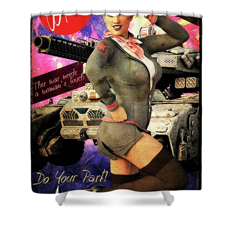 Women's Army Shower Curtain featuring the digital art My Fight Too by Robert Hazelton