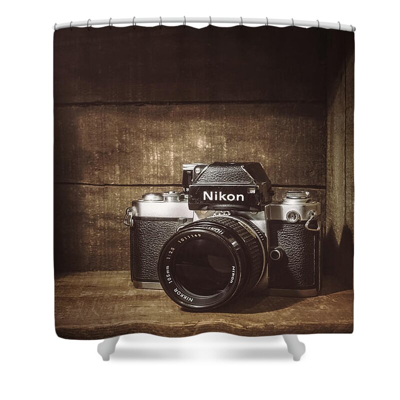 Nikon F2 Shower Curtain featuring the photograph My First Nikon Camera by Scott Norris