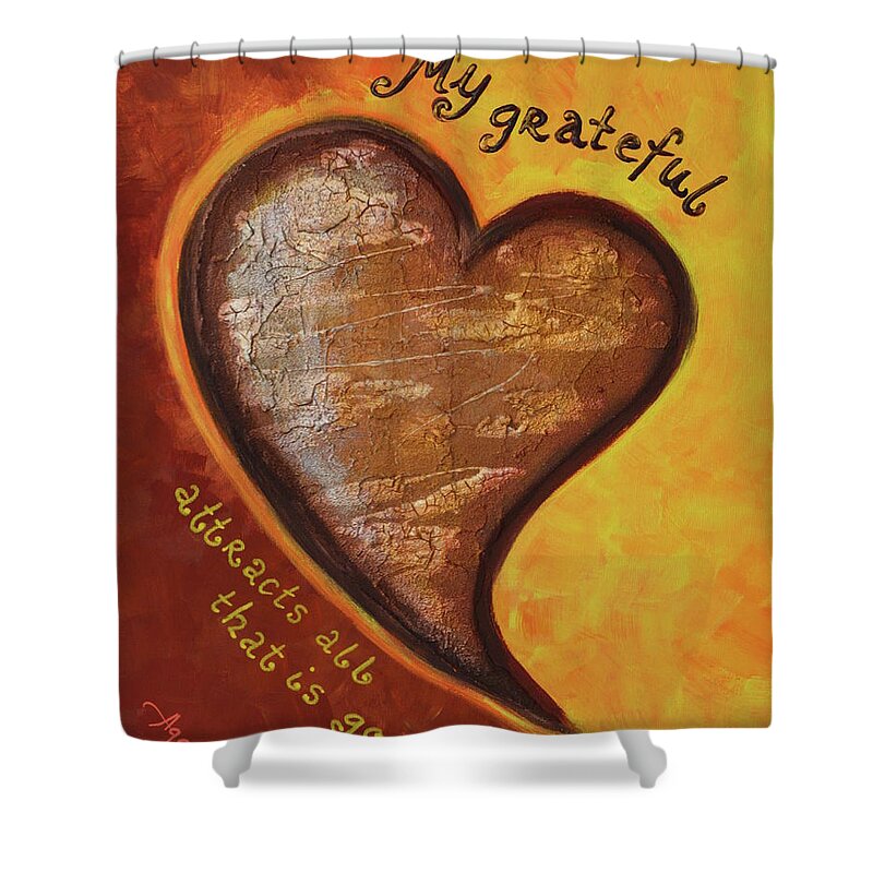 Heart Shower Curtain featuring the painting My Grateful Heart by Agata Lindquist
