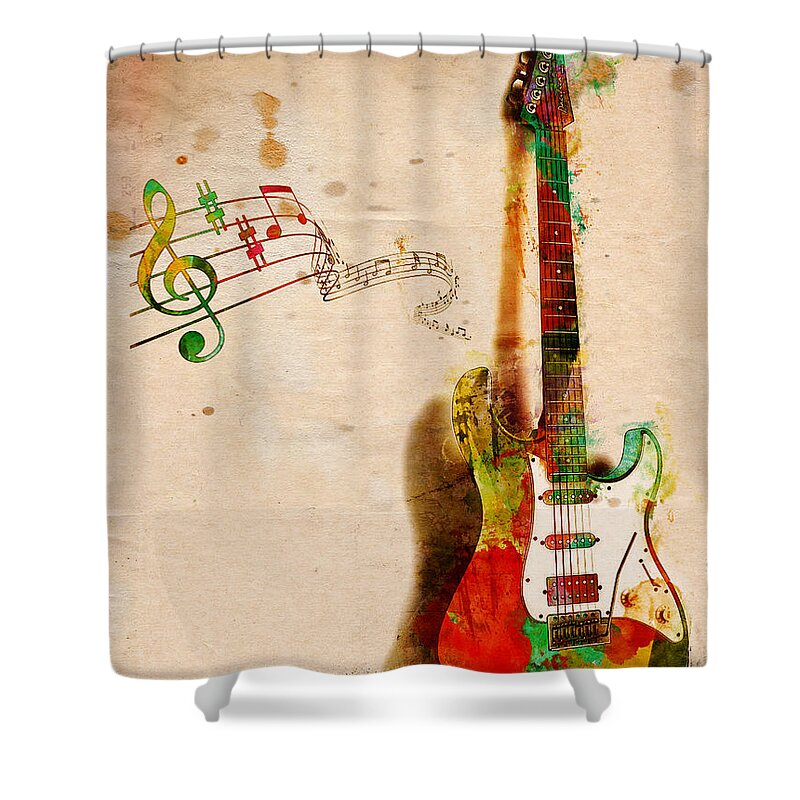 Guitar Shower Curtain featuring the digital art My Guitar Can SING by Nikki Smith