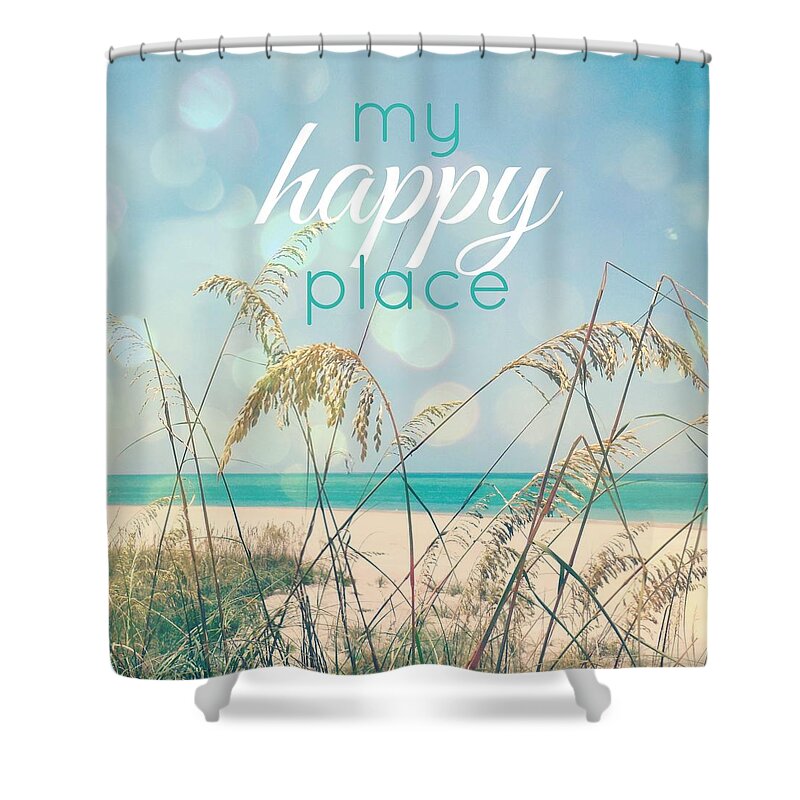 Beach Shower Curtain featuring the digital art My Happy Place by Valerie Reeves