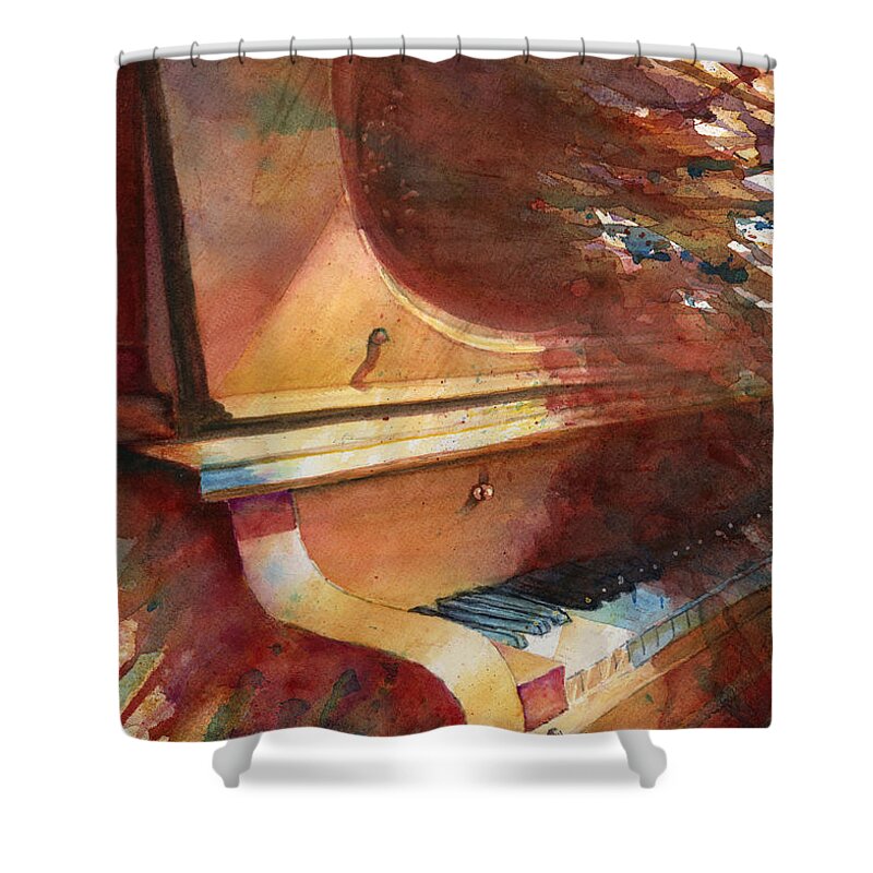Piano Shower Curtain featuring the painting My piano by Wendy Keeney-Kennicutt
