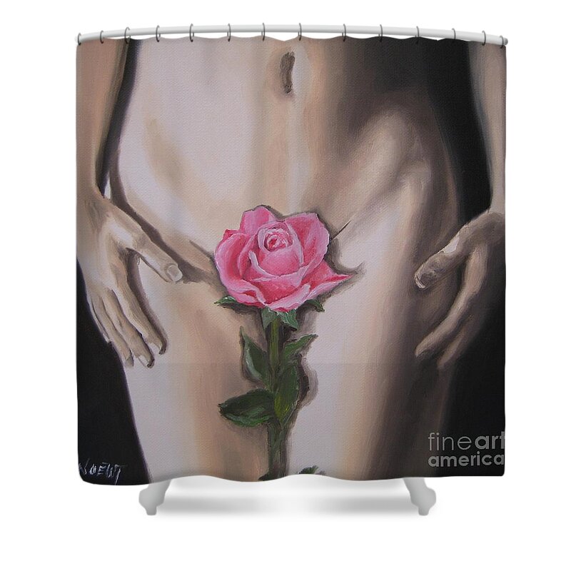 Noewi Shower Curtain featuring the painting My Rose by Jindra Noewi