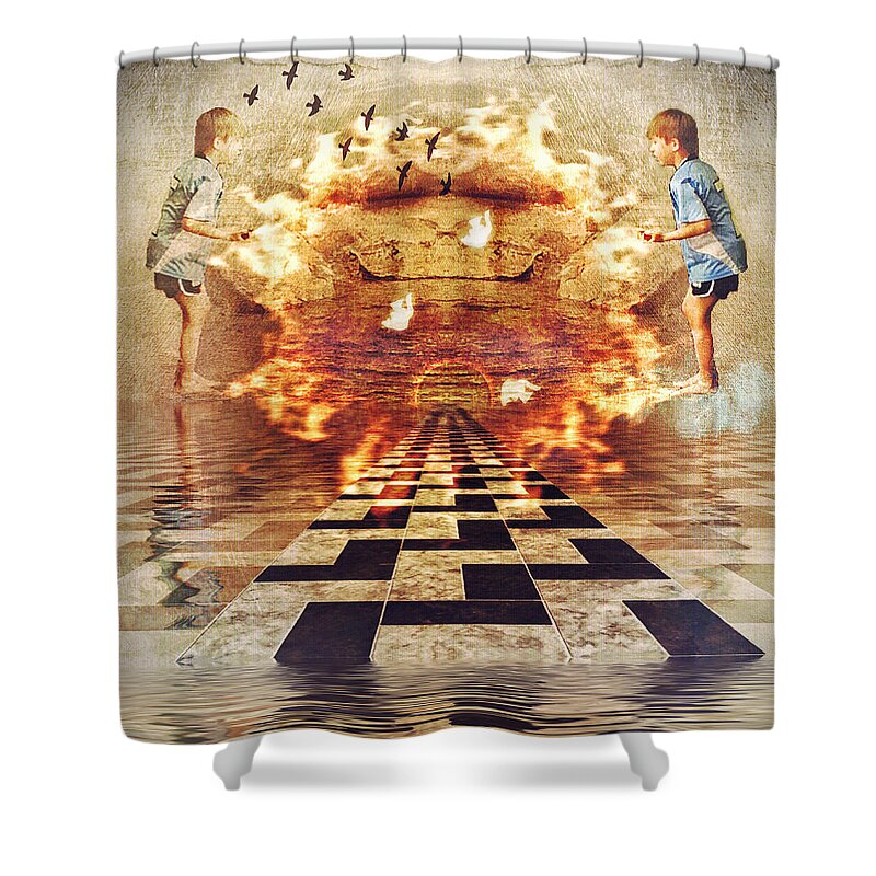 Boy Shower Curtain featuring the digital art My Shadow's Reflection II by Melissa D Johnston