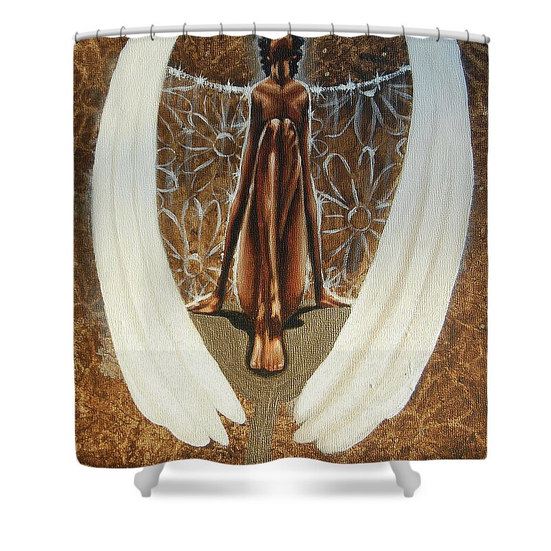 Angel Shower Curtain featuring the painting My spring angel by Jerome White