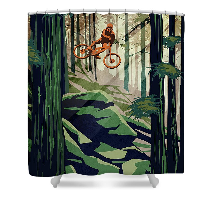 Mountain Bike Shower Curtain featuring the painting My Therapy by Sassan Filsoof