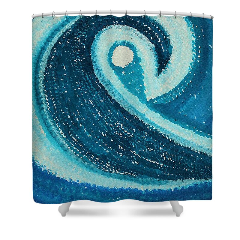 Wave Shower Curtain featuring the painting My Wave original painting by Sol Luckman