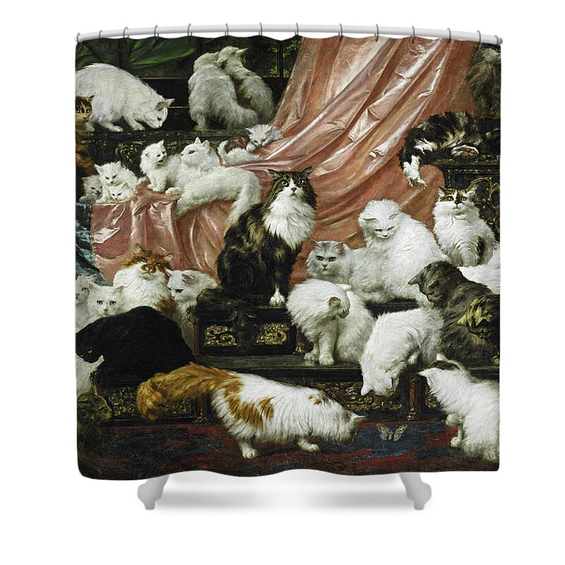 Carl Kahler Shower Curtain featuring the painting My Wife's Lovers by Carl Kahler