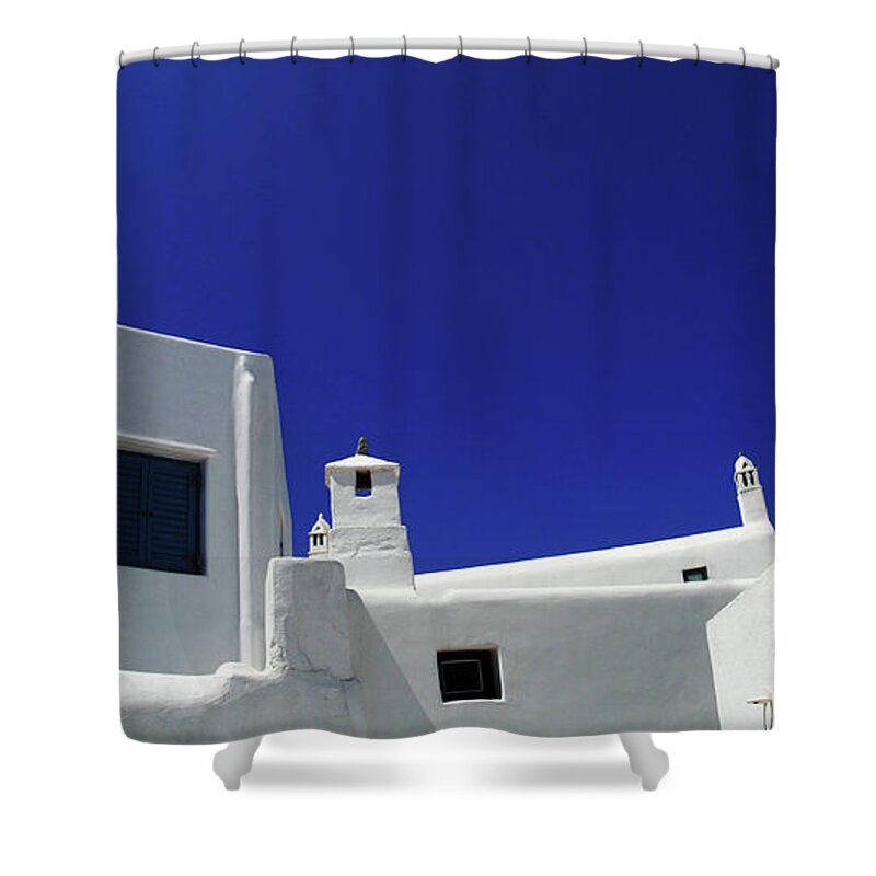 Greece Shower Curtain featuring the photograph Mykonos Greece Clean Line Architecture by Bob Christopher