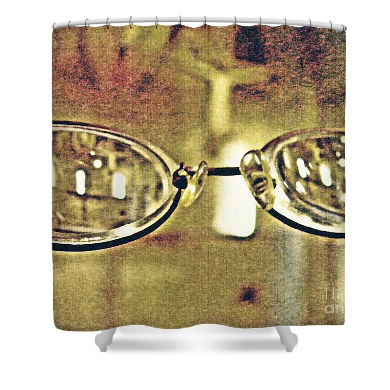 Glasses Shower Curtain featuring the photograph Myopia at the Museum by Sarah Loft