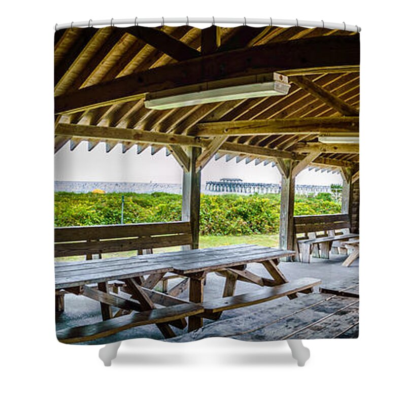 Beach Shower Curtain featuring the photograph Myrtle Beach State Park Picnic Shelter by David Smith