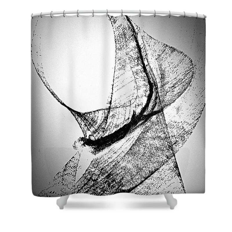 Black Ink On White Paper Shower Curtain featuring the painting Mysterious Lady by Joan Reese