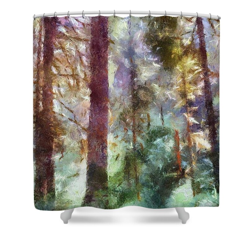 Forest Shower Curtain featuring the digital art Mysterious Wood by Anne Sands