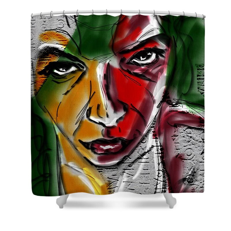 Portrait Shower Curtain featuring the digital art Mysterious Writing by Michael Kallstrom