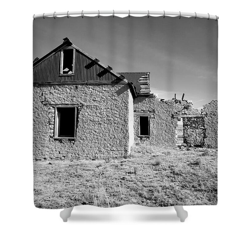 Black And White Shower Curtain featuring the photograph Mystery Ranch No. 1 by Brad Hodges
