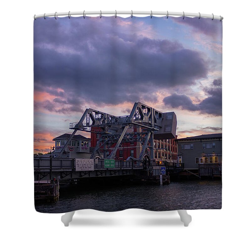 Mystic Shower Curtain featuring the photograph Mystic Bridge Sunset 2016 by Kirkodd Photography Of New England