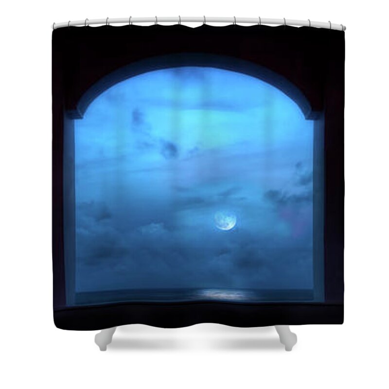Moon Shower Curtain featuring the photograph Mystic Moonrise by Mark Andrew Thomas