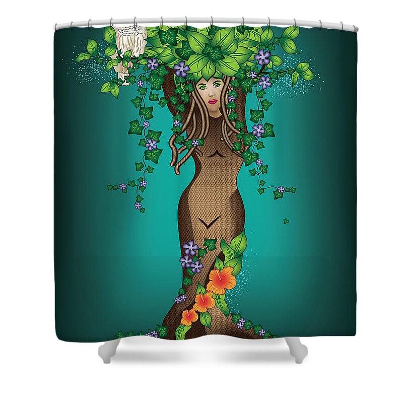 Fantasy Art Shower Curtain featuring the digital art Mystical Maiden Tree by Serena King