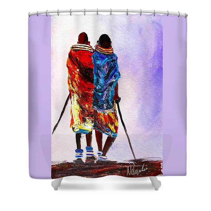 True African Art Shower Curtain featuring the painting N 108 by John Ndambo