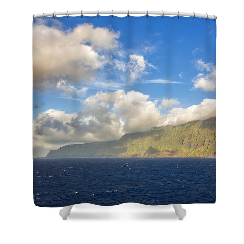 Hawaii Shower Curtain featuring the photograph Na Pali Coast Rainbow by Bill and Linda Tiepelman
