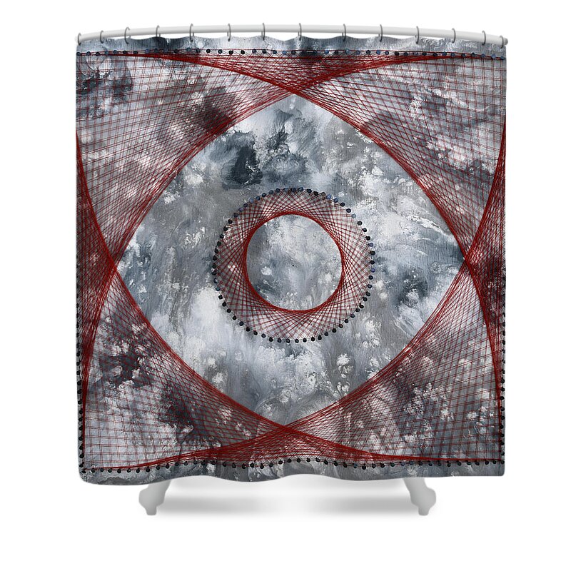 Wall Sculpture Shower Curtain featuring the mixed media Nailed it Series No 39 by Sumit Mehndiratta