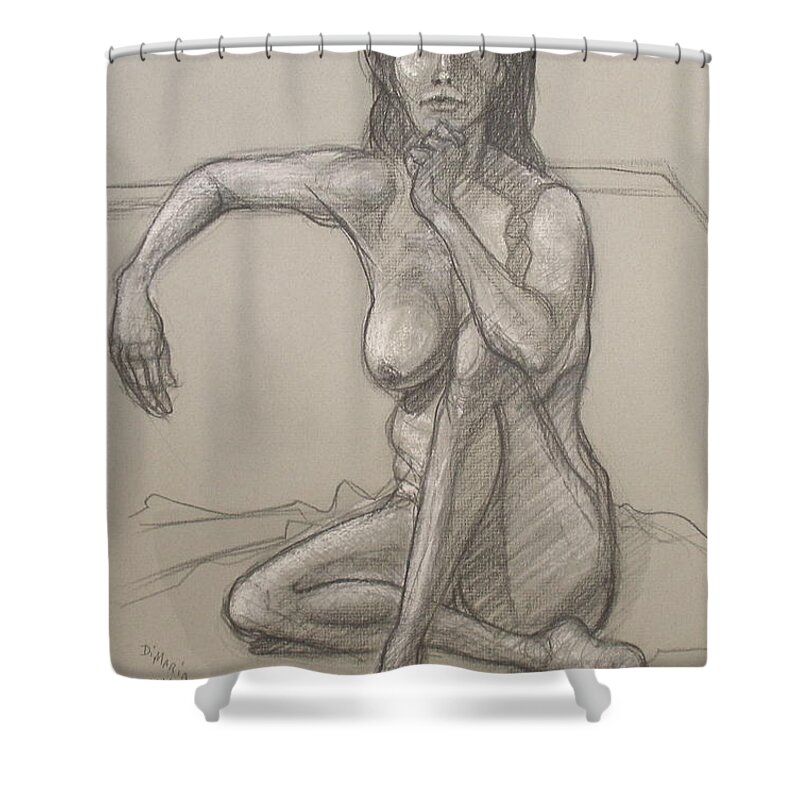 Realism Shower Curtain featuring the drawing Nancy  by Donelli DiMaria
