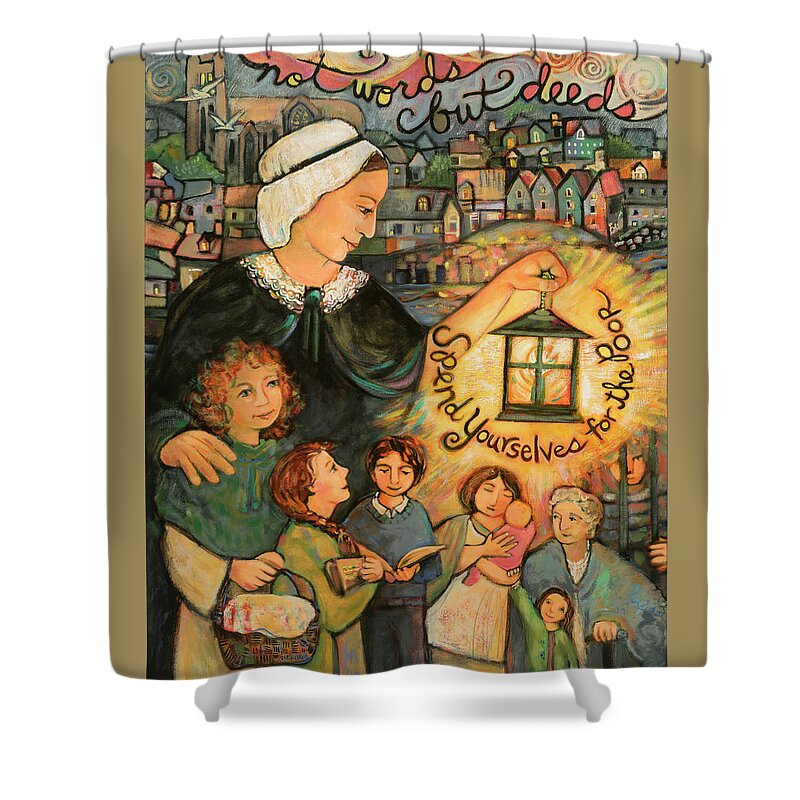 Jen Norton Shower Curtain featuring the painting Nano Nagle, Foundress of the Sisters of the Presentation by Jen Norton