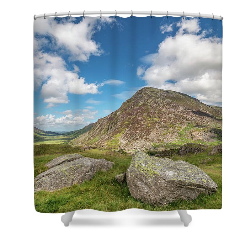 Pen Yr Ole Wen Shower Curtain featuring the photograph Nant Ffrancon Valley, Snowdonia by Adrian Evans