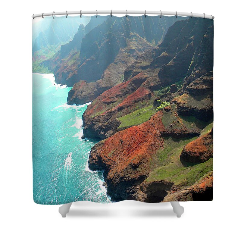 Frank Wilson Shower Curtain featuring the photograph Napali Coast Of Kauai by Frank Wilson