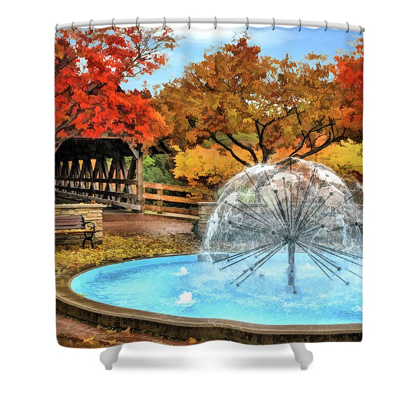 Naperville Shower Curtain featuring the painting Naperville Dandelion Fountain by Christopher Arndt