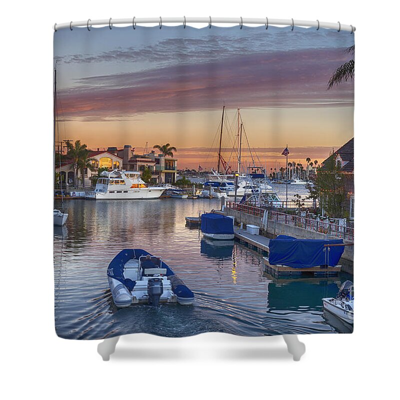 Naples Canals Shower Curtain featuring the photograph Naples Canal Dingey by David Zanzinger