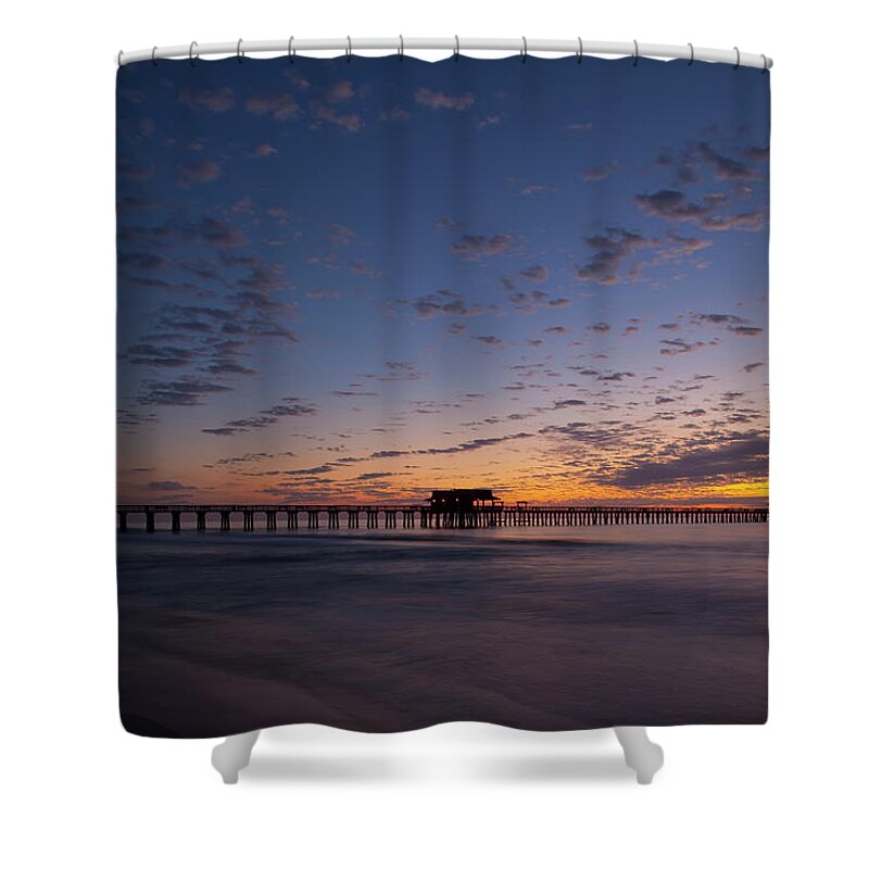 Lanscape Shower Curtain featuring the photograph Naples Pier Magic Hour by Nick Shirghio