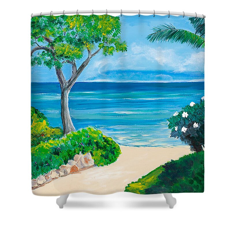 Landscape Shower Curtain featuring the painting Naplili Path 16 x 20 by Santana Star