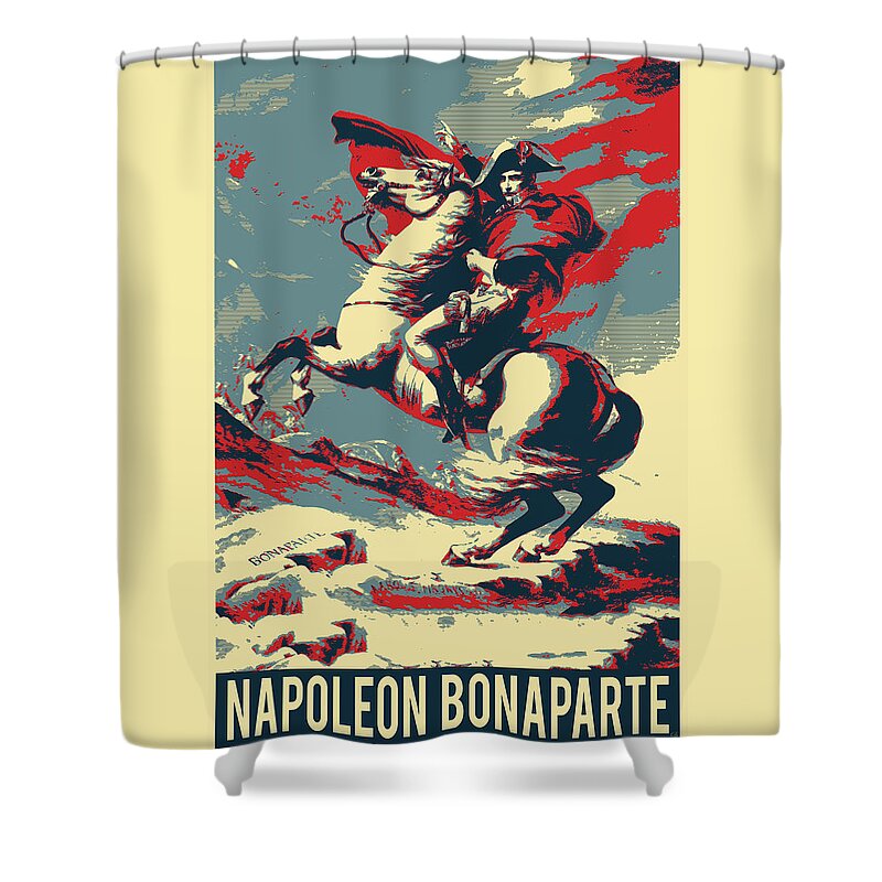 'napoleon Bonaparte' Collection By Serge Averbukh Shower Curtain featuring the digital art Napoleon Crossing the Alps - Napoleon at the Saint-Bernard Pass Revisited by Serge Averbukh