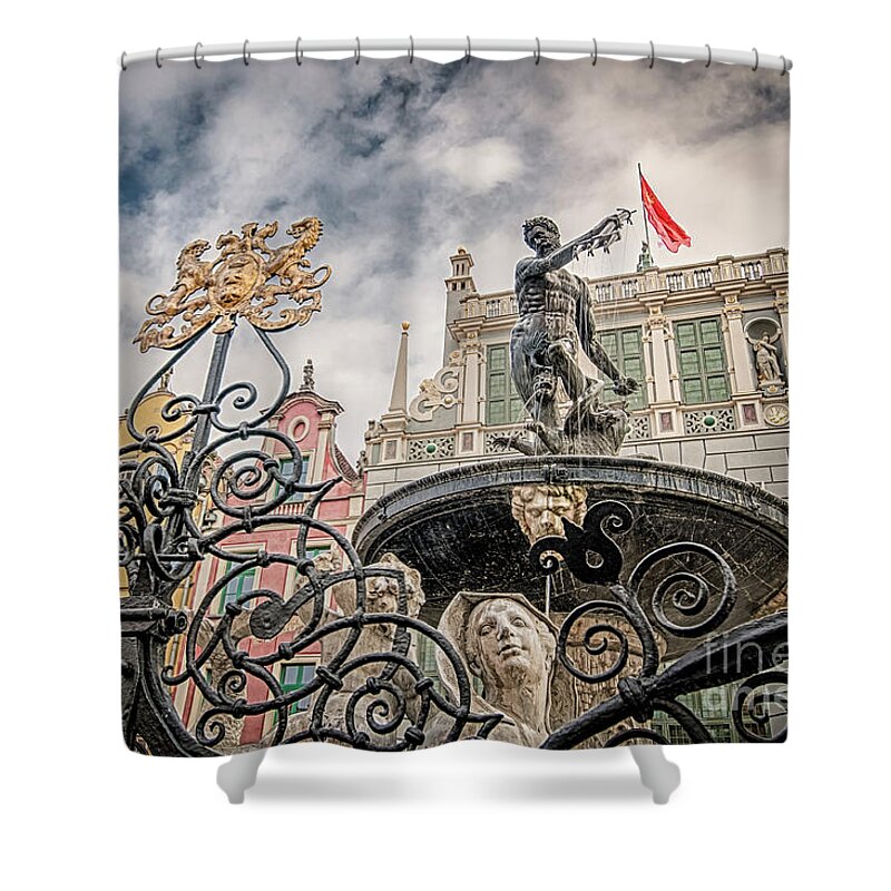 City Shower Curtain featuring the photograph Naptune's Fountain by Mariusz Talarek